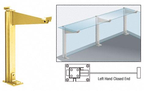 CRL Brite Gold Anodized 18" Left Hand Closed End Partition Post With Shelf Bracket - D995BGALHCE