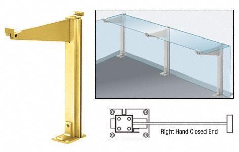 CRL Brite Gold Anodized 18" Right Hand Closed End Partition Post With Shelf Bracket - D995BGARHCE