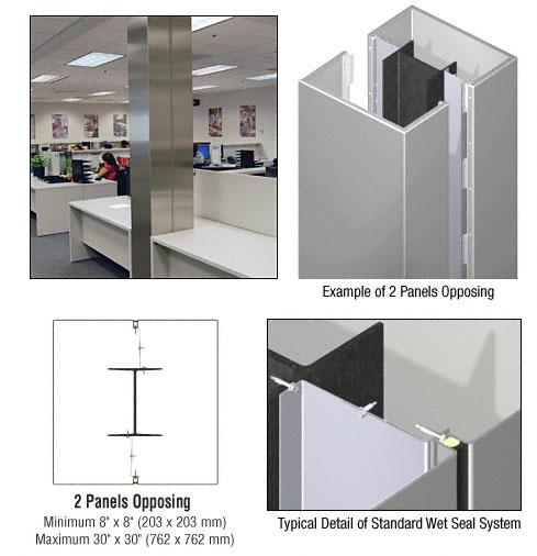 CRL Custom Non-Directional Stainless Standard Series Square Column Covers Two Panels Opposing - ECS20CNDS