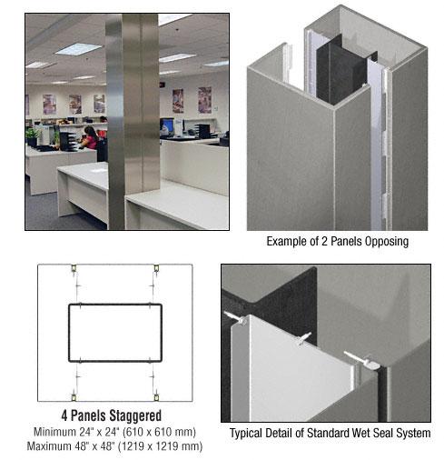 CRL Custom Brushed Stainless Standard Series Square Column Covers Four Panels Staggered - ECS45CBS