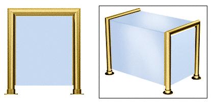 CRL Polished Brass Elegant 146 Series 1-1/2" Tubing Glass On Top, Front, and One End or Both Ends Sneeze Guard - SG5146PB