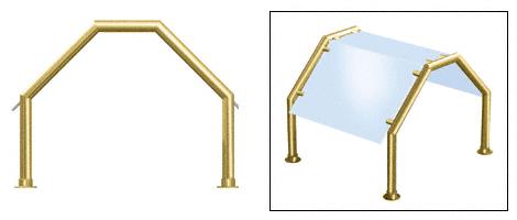 CRL Polished Brass Contemporary 213 Series 1-1/2" Tubing Glass On Top and Slants Only Sneeze Guard - SG5213PB