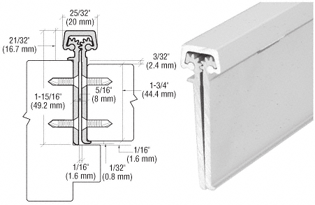 CRL Satin Anodized 350 Series Heavy-Duty Concealed Leaf Continuous Hinge 83" 