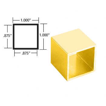 98 Inch Brite Gold 1 Inch Square Tube Extrusion - CRL 3800655