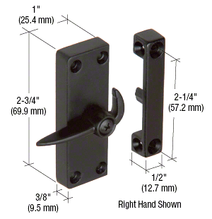 CRL Black Sliding Screen Door Latch and Strike With 2-1/4" Screw Holes CRL A104