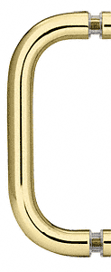 CRL Polished Brass 8" Single-Sided Solid 3/4" Diameter Pull Handle Without Metal Washers CRL BPS8BR