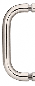 Polished Nickel 8 inch Single-Sided Solid 3/4 inch Diameter Pull Handle Without Metal Washers - CRL BPS8PN