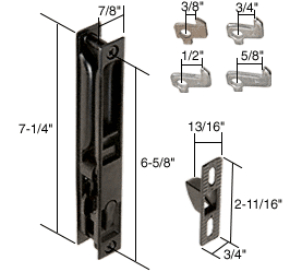 Non-Keyed Black Flush Mount Handle Set 6-5/8 inch Screw Holes with 4 Hook Assortment - CRL C1043