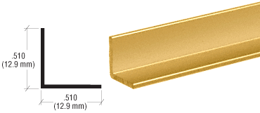 1/2 inch Gold Anodized Aluminum Angle Extrusion (Full Length) - CRL D1627GA
