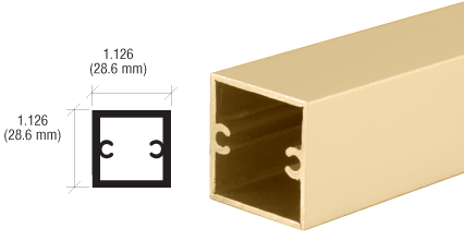 Gold Anodized 1-1/8 Inch Square Tubing For Partition Post (Full Length) - CRL D630GA