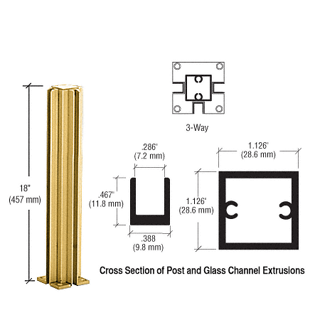 CRL Gold 18" 3-Way Design Series Partition Post CRL D990GA183W