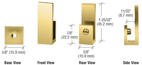 CRL Brass "J" Set Screw Clamp for 1/4" to 5/16" Glass CRL EH44