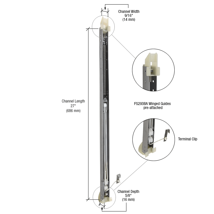 CRL 2630 Window Channel Balance with FS293BA Guides Attached CRL FA2630GW