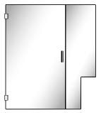 FL10 Frameless Glass Shower Door with Notched In-Line Panel - Hinged on Left