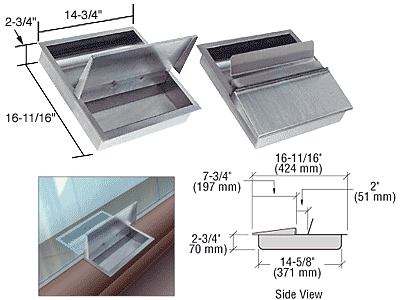 CRL Brushed Stainless Steel 14-3/4" Wide x 16-11/16" Deep x 2-3/4" High Recessed Deal Tray with Flip Lid CRL FLR1416
