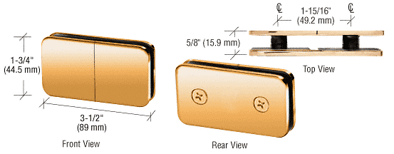 CRL Gold Plated 180 Degree Traditional Style Split Face and 'Y' Inline Glass Clamp CRL GCB182GP