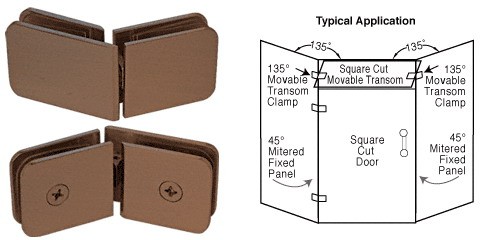 Oil Rubbed Bronze 135 Degrees Movable Transom Clamp - CRL GCB335ORB
