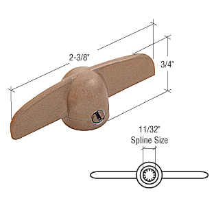 CRL Star Brown T-Crank Window Handle With 11/32" Spline Size for Truth CRL H3803