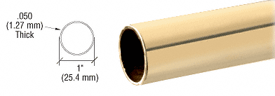 CRL Polished Brass 1" Diameter Round .050" Tubing - 216" CRL HR10PB