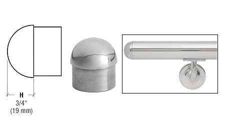 CRL Polished Stainless Dome End Cap for 1-1/2" Tubing CRL HR15DPS