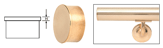 CRL Polished Brass Flat End Cap for 1" Round Tubing CRL HR10FPB