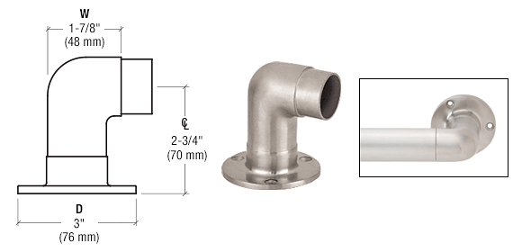 CRL Brushed Stainless Flush Wall Return for 1-1/2" Tubing CRL HR15QBS
