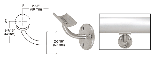 CRL Brushed Stainless Surface Mounted Hand Railing Bracket for 2" Tubing CRL HR20B3BS
