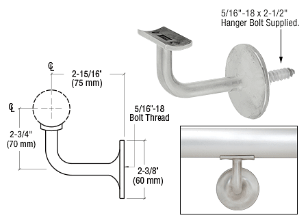 CRL Brushed Stainless Concealed Surface Mounted Hand Railing Bracket for 2" Tubing CRL HR20B4BS