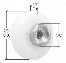 CRL 7/8" Nylon Ball Bearing Shower Door Oval Edge Roller with Threaded Hex Hub - Bulk 100 Pack CRL M6002B