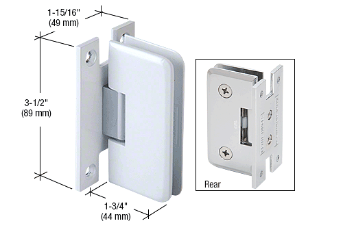 CRL White with Chrome Accent Petite 037 Series Wall Mount Full Back Plate Hinge CRL PET037WC