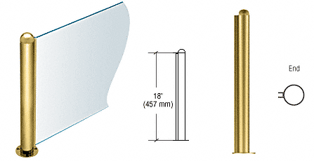 CRL Polished Brass 18" Round PP09 Elegant Series Counter/Partition End Post CRL PP09EPB