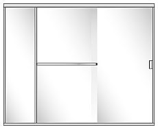 SFL21 Semi-Frameless Double Sliding Glass Shower Doors with In-Line Panel - Shower Head on Right