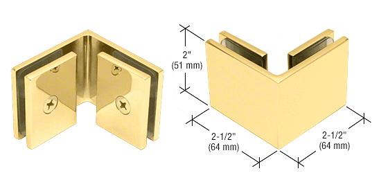 CRL Gold Plated Square 90 Degree Glass-to-Glass Clamp CRL SGC90GP