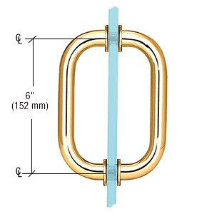 CRL Gold Plated 6" Back-to-Back Solid Brass 3/4" Diameter Pull Handles with Metal Washers CRL SPH6GP