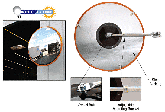 24 inch Stainless Steel Convex Mirror - CRL SSC24