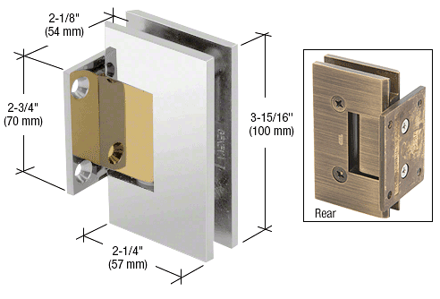 CRL Chrome with Brass Accents Vienna 074 Series Short Back Plate Wall Mount Hinge CRL V1E074CBA