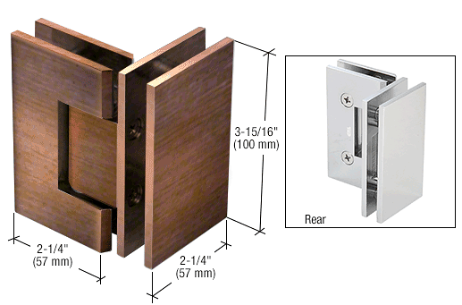 CRL Antique Brushed Copper Vienna 092 Series 90 Degree Glass-to-Glass Hinge CRL V1E092ABC0