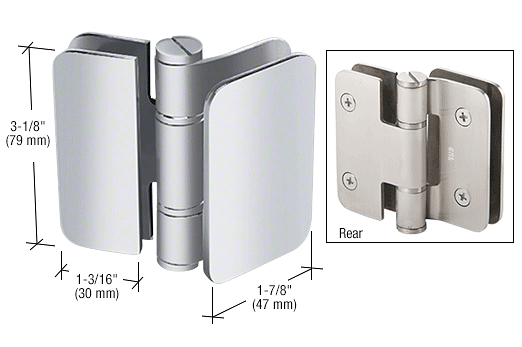 CRL Brushed Stainless Zurich 02 Series 180 Degree Glass-to-Glass Inswing or Outswing Bi-Fold Hinge CRL ZUR02SS