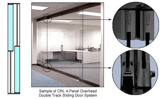CRL Black Powder Coat 2-Panel Overhead Double Track Sliding Door System - 0TS22BL