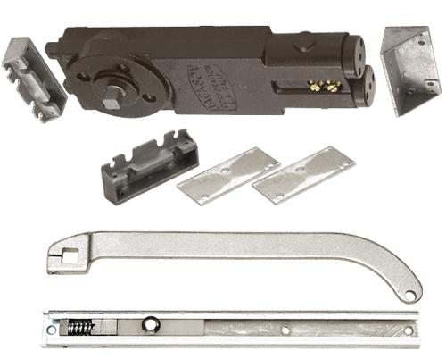 CRL/Jackson Light Duty Spring 105 Degree Non Hold-Open Overhead Concealed Closer With "P" Offset Slide-Arm Hardware Package Aluminum - 21201P62805