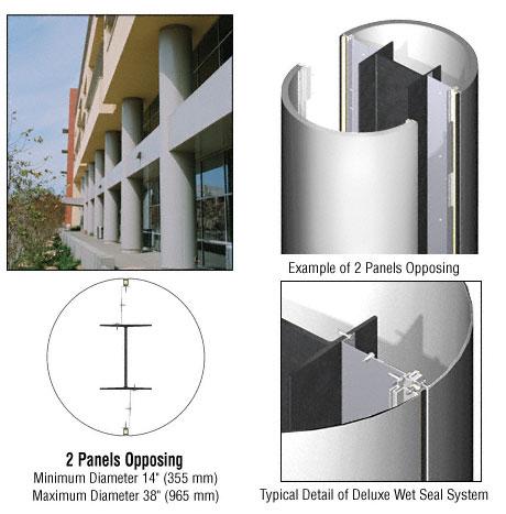 CRL Custom Polished Stainless Deluxe Series Round Column Covers Two Panels Opposing - DCR20CPS