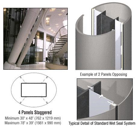 CRL Custom Brushed Stainless Standard Series Elliptical Column Covers Four Panels Staggered - ECE45CBS