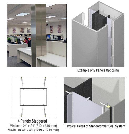 CRL Custom Non-Directional Stainless Standard Series Square Column Covers Four Panels Staggered - ECS45CNDS