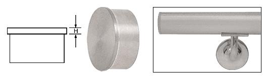 CRL Brushed Stainless Flat End Cap for 1-1/2" Tubing - HR15FBS