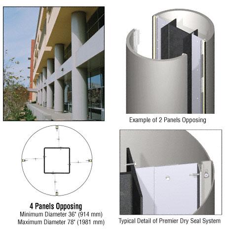 CRL Custom Non-Directional Stainless Premier Series Round Column Covers Four Panels Opposing - PCR40CNDS