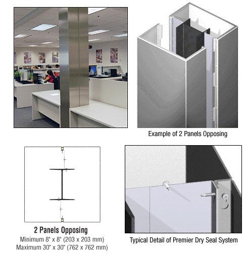 CRL Custom Polished Stainless Premier Series Square Column Covers Two Panels Opposing - PCS20CPS