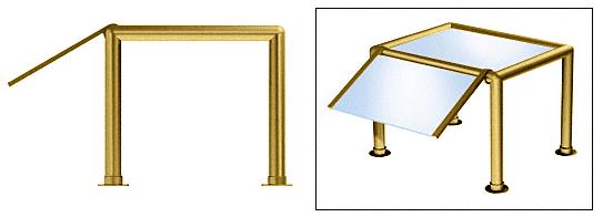 CRL Polished Brass Elegant 134 Series 2" Tubing Glass On Slant and Top Only Sneeze Guard - SG0134PB