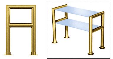 CRL Polished Brass Elegant 147 Series 2" Tubing Glass On Top and Shelf Only Sneeze Guard - SG0147PB