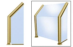 CRL Polished Brass Elegant 102 Series 1-1/2" Tubing Glass On Slant, Front, and One End or Both Ends Sneeze Guard - SG5102PB