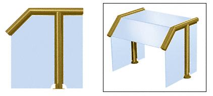 CRL Polished Brass Elegant 127 Series 1-1/2" Tubing Glass On Slant, Top, and One End or Both Ends Sneeze Guard - SG5127PB